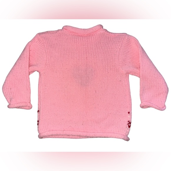 Old Navy Pink Chunky Red heart long sleeve sweater SIZE 2T 24-30 Months Vintage - Picture 4 of 6